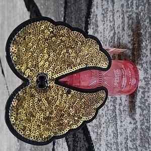 VICTORIA SECRET GOLD SEQUINS ANGEL WINGS BOTTLE CHARM DECOR